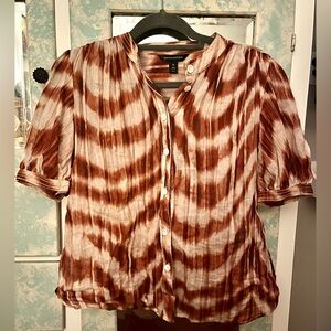 Banana Republic Ramie blouse zebra burnt orange print